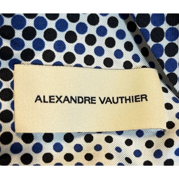 Alexandre Vauthier 100% Silk One Shoulder Statement Sleeve Wrap Blouse 40 Blue - Picture 7 of 16